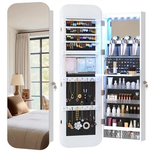 47.2" LED Jewelry Cabinet - Wall Mounted or Door Hanging, Rounded Corner Armo... - Picture 1 of 9