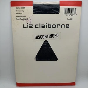 Liz Claiborne Silky Sheer Control Top Pantyhose Extra Tall Grey Flannel II 831 - Picture 1 of 3