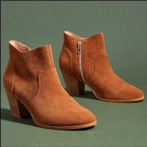 NIB Anthropologie Women Boots Shoes Brown Real Suede Leather SZ 7.5 $188 Classic - Picture 1 of 7