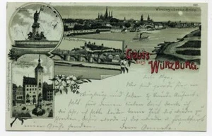 AK Würzburg Unterfranken Gruss aus Litho gelaufen - Picture 1 of 2