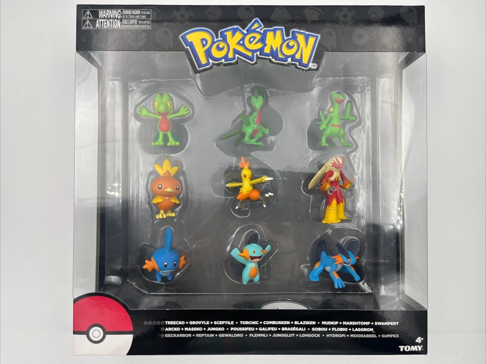 TOMY Pokemon 9 Figure Treecko Grovyle Sceptile Torchic Mudkip Evolutions MIB