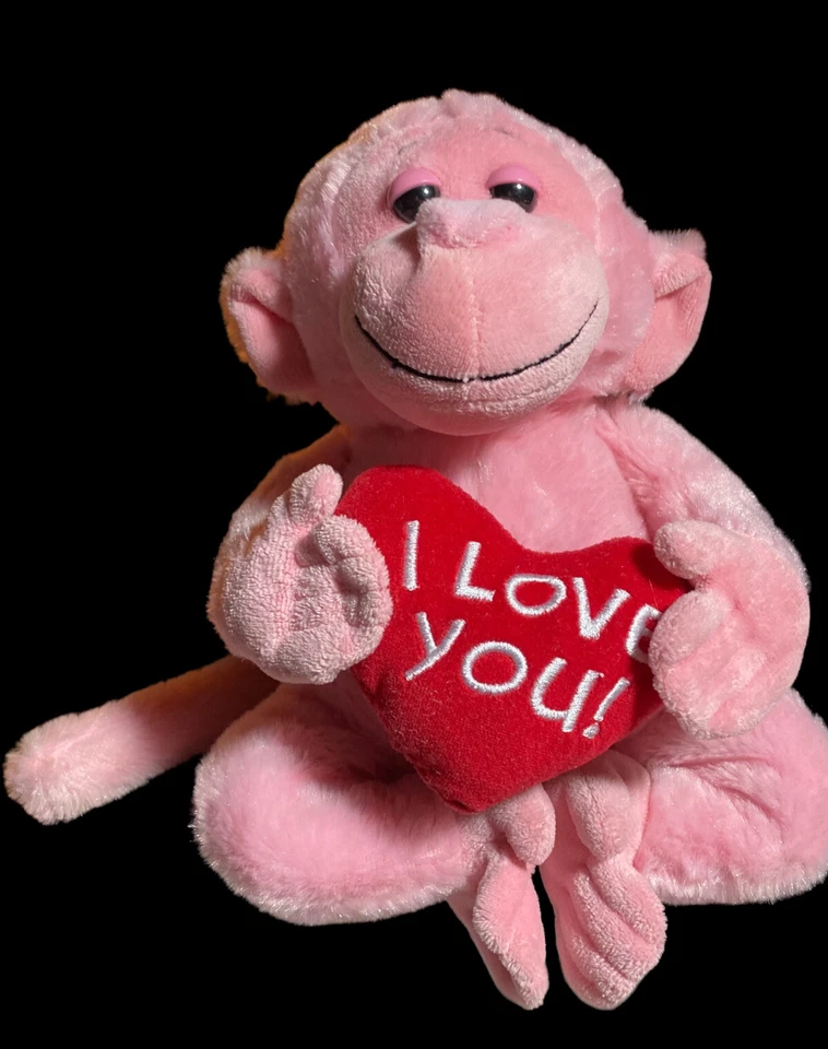 I Love You Ganz Monkey Plush Toy Luv Pink 12” HV9013 - Image 1 of 4