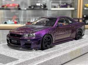 Modellino motore MH 1:18 viola Skyling GTR R34 Nismo RB26DETT auto metallo pressofuso - Foto 1 di 20