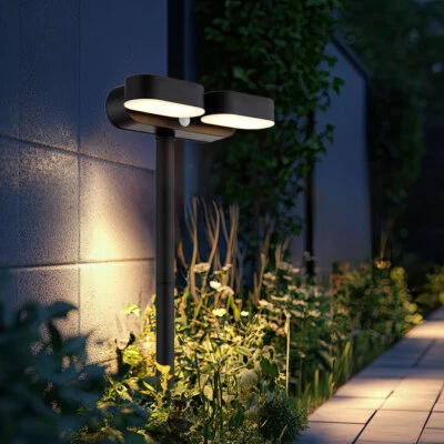 Solarlampe Außen Steckleuchte Garten Wandlampe Bewegungsmelder Erdspieß Akku LED - Bild 1 von 4