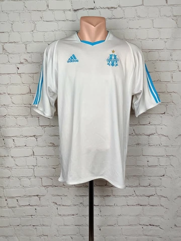 Football shirt soccer FC Olympique Marseille Home 2003/2004 Adidas Jersey White Cover