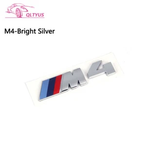 FOR BMW Silver Trunk Emblem M4 Small Lettering Decal Badge Set - Foto 1 di 5