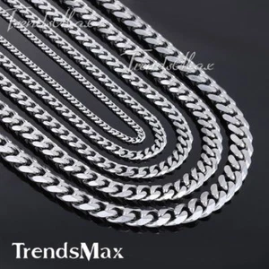 3/5/7/9/11MM Para Hombre Cadena de Acero Inoxidable Curva Eslabón Cubano Collar Gargantilla Joyería - Imagen 1 de 15