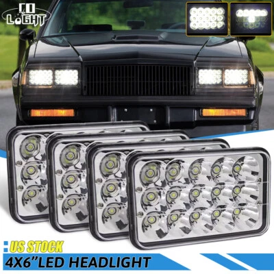 Faros LED Hi/Lo H4 de 4x6 pulgadas para Buick Regal Grand National 1982-1987 4 piezas Foto 1 de 4