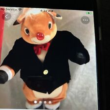 Musical Animated Dancing Motion Rudolph Red Nose Reindeer in tux Christmas VTG