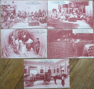 Champagnerwerbung 1910 Set fünf französische Postkarten, Maison A. Devaux, Epernay - Bild 1 von 1