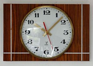 Vintage 27cm Jaz Wall Clock - French Formica Retro Mid Century Atomic Wooden