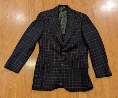 Men's Vintage Austin Reed Plaid Check Wool Blazer - 38? MISSING SIZE TAG - Image 1 of 4