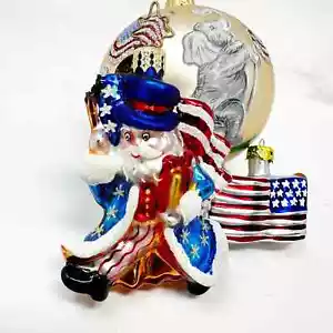 Adorno Radko Struttin Sam Gema Patriótica Papá Noel EE. UU. Vidrio De Colección - Imagen 1 de 7