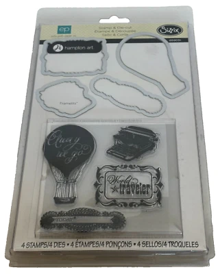 Sizzix Rubber Stamp Framelit Dies Everyday Eclectic World Traveler Typewriter - Image 1 of 4