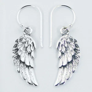 Realistic Antiqued Sterling Silver Wing Dangle Earrings 2.85 Grams NEW - Picture 1 of 4