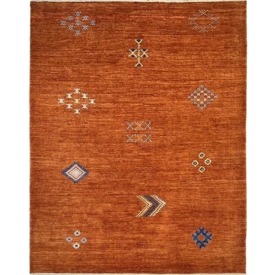 Alfombra de lana afgana estilo suroeste naranja hecha a mano (8'9" x 12') Foto 1 de 4