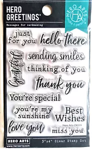 Senden von Lächeln Sayings Grüße 3x4" Poly Klar Stempel Set Hero Arts CM335 NEU! - Bild 1 von 3