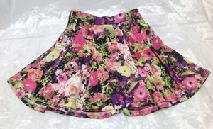 Aqua Girls' Floral Skirt, Pink/Green Roses, Size Large - Picture 1 of 2