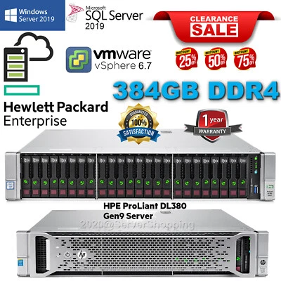HP ProLiant DL380 Gen9 G9 2x 20Core E5-2698V4 2.20GHz 384GB DDR4 4x480GB SSD 2.5 - Image 1 of 4