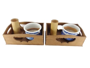 Japanisches antikes Vintage Holz & Porzellan Tabak Bon Rauchertablett Set Chacha - Bild 1 von 12