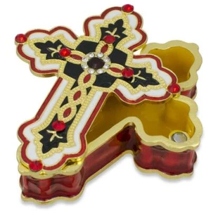Schmuck Kreuz Rosenkranz Andenken Box 3,25 Zoll - Bild 1 von 6
