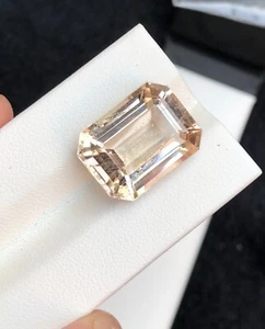 Natural Topaz 16 Ct Brown Color Emerald Cut Gemstone From Skardu Mine Pakistan - Picture 1 of 7