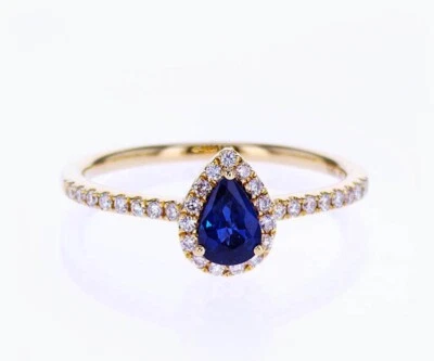 0.93ct Diamante Redondo Natural 14k Oro Rosa Zafiro Aniversario Alianza - Imagen 1 de 4