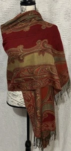 Pashmina Scarf Beautiful Paisley Fringed Shawl Wrap Bohemian Elegant 27X70 Inch - Picture 1 of 10