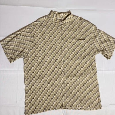 Campia Moda, Hawaiian Shirt, RN#13185, VTG, Abstract, Gold, Male, XL - Image 1 of 4