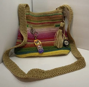 The SAK Crossbody Bag Woven Crochet Knit Stripe Purse Beach Summer - Picture 1 of 9