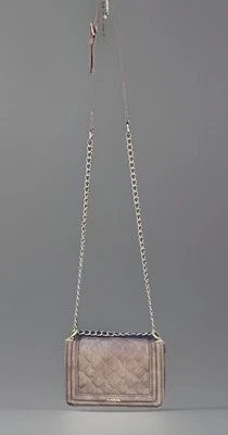 bebe Bandolera Marrón Claro Acolchado Gamuza con Cadena y Correa de Cuero Foto 1 de 4