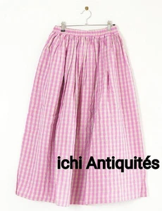 ICHI Antiquitäten Leinen Baumwolle Gingham Karo Rock F/S aus Japan - Bild 1 von 9