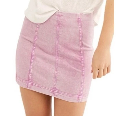 Minifalda vaquera Free People rosa lavado ácido talla 2 tiro alto moderna mujer Foto 1 de 4