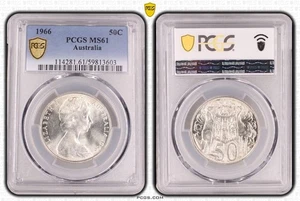 Australia 1966 Silver Round 50c Coin PCGS MS61 #3603 - Picture 1 of 1