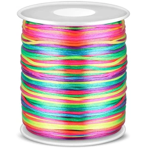 Anezus Rainbow Color Nylon Cord, Nylon Craft String, Silky Satin Rattail Cord - Picture 1 of 7