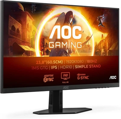 AOC 24G4XED Gaming Monitor 23.8" FHD 1920x1080 IPS HDR10 NVIDIA G-Sync 180Hz - Bild 1 von 4