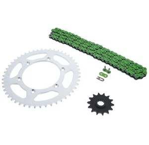 Juego de cadena y piñón para Kawasaki KLX400 KLX 400 2003 verde 116L plata 14/50 - Imagen 1 de 4
