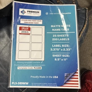 Leere bedruckbare Namensschild Aufkleber - 2-1/3" x 3-3/8" - Laser/Tintenstrahl kompatibel... - Bild 1 von 5