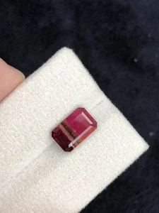 5 Carats Unique Tri-Color Natural Tourmaline : Emerald Cut Gemstone - Picture 1 of 10