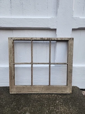 Vintage Farmhouse faixa de janela de madeira antiga 6 painéis moldura de janela 22 x 25 sem vidro - Imagem 1 de 4