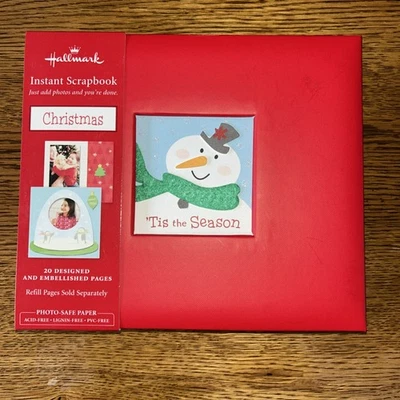 Hallmark Christmas Instant Scrapbook Photo Album 20 Embellished Pages 8x8” Red - Image 1 of 4