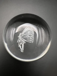 Lalique Bubble Glass Paperweight Fairy Etched Clear Crystal France Small HTF - Picture 1 of 12