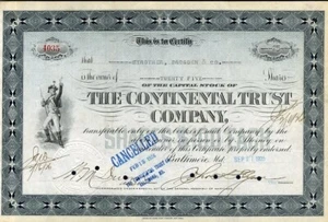 1925 Continental Trust Stock Certificate - Picture 1 of 1