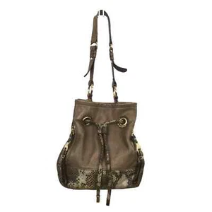 B Makowsy Women's Animal Print Soft Leather Cinch Bucket Shoulder Bag  - Picture 1 of 16