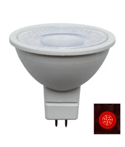 GLOBE LED 12V AC/DC MR16 5W RED 70D L46mm OD50 (50 Lumens) WTY 2YR MR16R01 - Picture 1 of 3