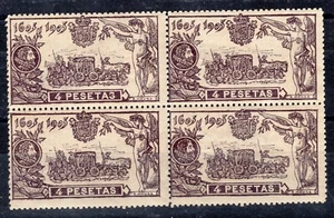 ESPAÑA 1905 EDIFIL 265** DON QUIJOTE VUELVE EN EL CARRO MNH BLOQUE DE 4 - Imagen 1 de 1