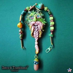 Green Man Wizard Wicca Talisman Amulet Pendant Druid Forest Spirit Guide Nature - Picture 1 of 24