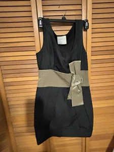 Women's Small Black Sleeveless Mini Dress With Gold Bow  FUMBLIN' FOE  real cute - Picture 1 of 5