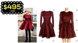MAJE DRESS SKATER ROYAN LACE ROYANI ROYALE SKIRT A-LINE FLARE REINE 0 2 4 6 S 1 - Picture 1 of 21