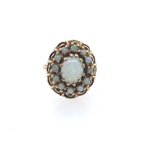VTG Fine Estate Jewelry 14K Yellow Gold Natural Opal Cluster Ring - Picture 1 of 4